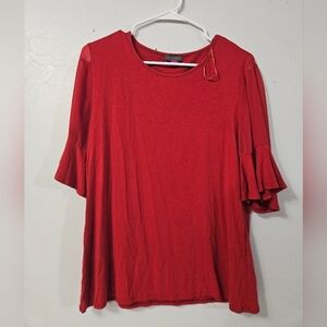 Vince Camuto Red Sheer Sleeve Blouse!